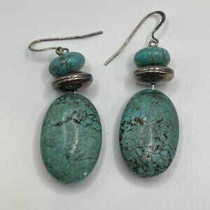 925 Sterling Silver Dangle Earrings With Turquoise Beads – Southwestern Boho Sty
